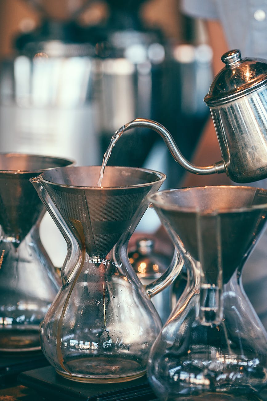 crop barista with pour over coffee maker and carafes